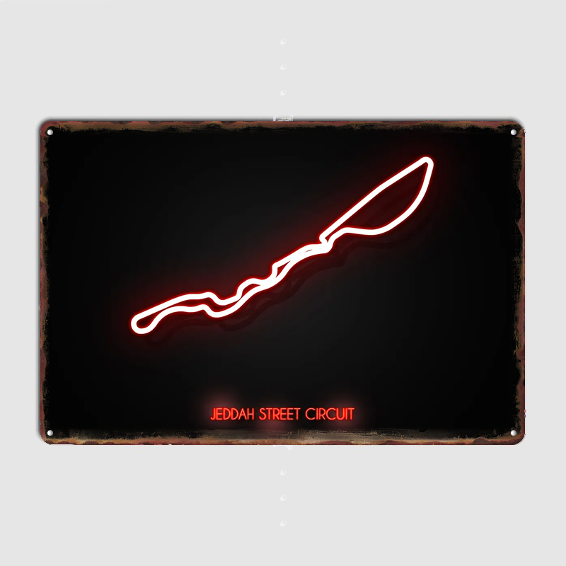 Home Decor Jeddah - Jeddah Street Circuit Poster Metal Wall