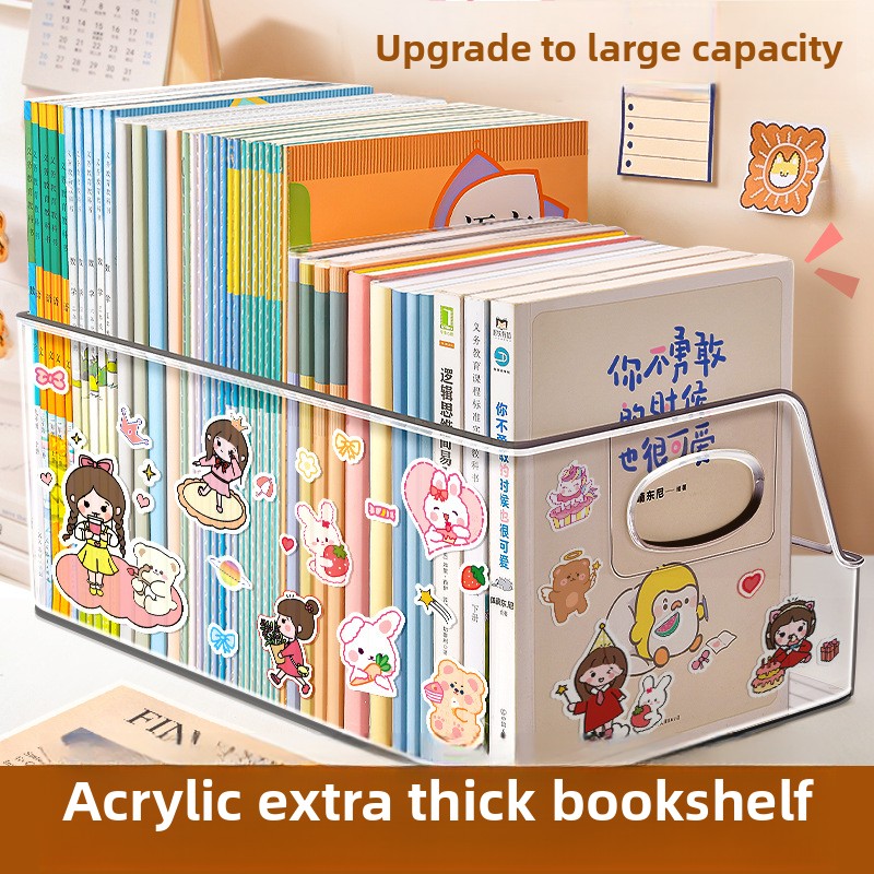 Aesthetic Bookend - Acrylic Transparent Bookshelf Large Desktop Organizer