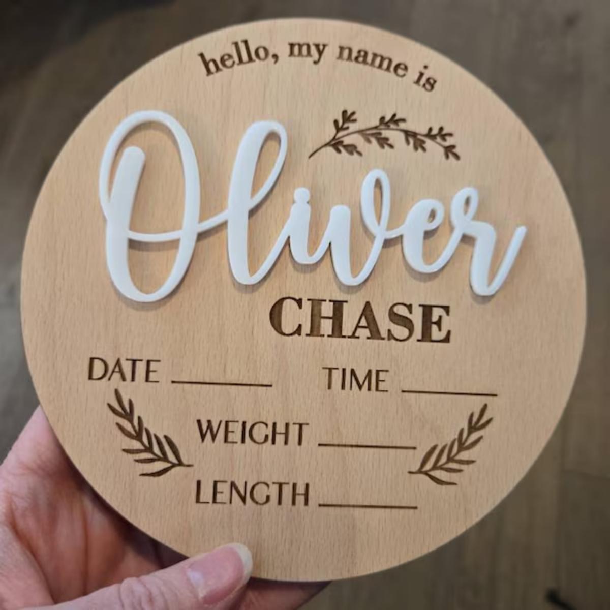 Home Decor Rustic - 1Pc Custom Baby Announcement Sign Wooden