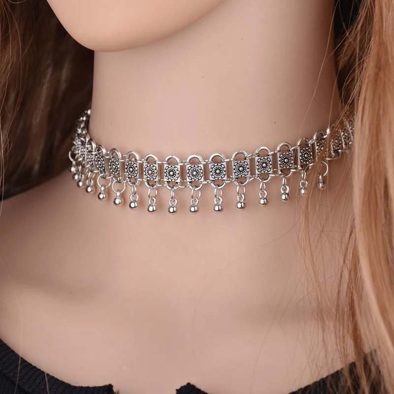 Boho Wind Chimes - Gypsy Chainmaille Jingle Bells Choker Flower