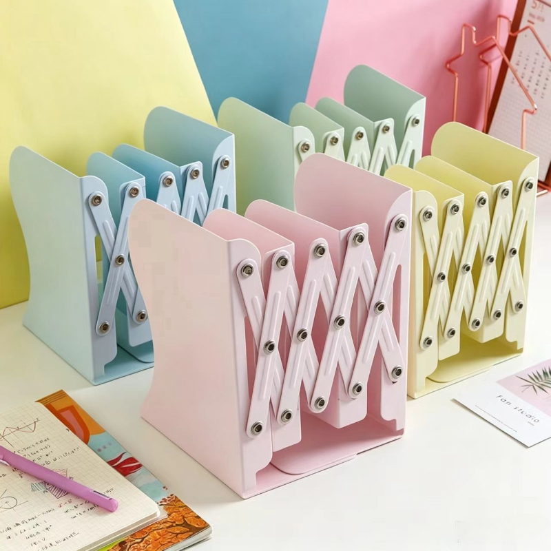 Aesthetic Bookend - Large Capacity Metal Retractable Book Stand,