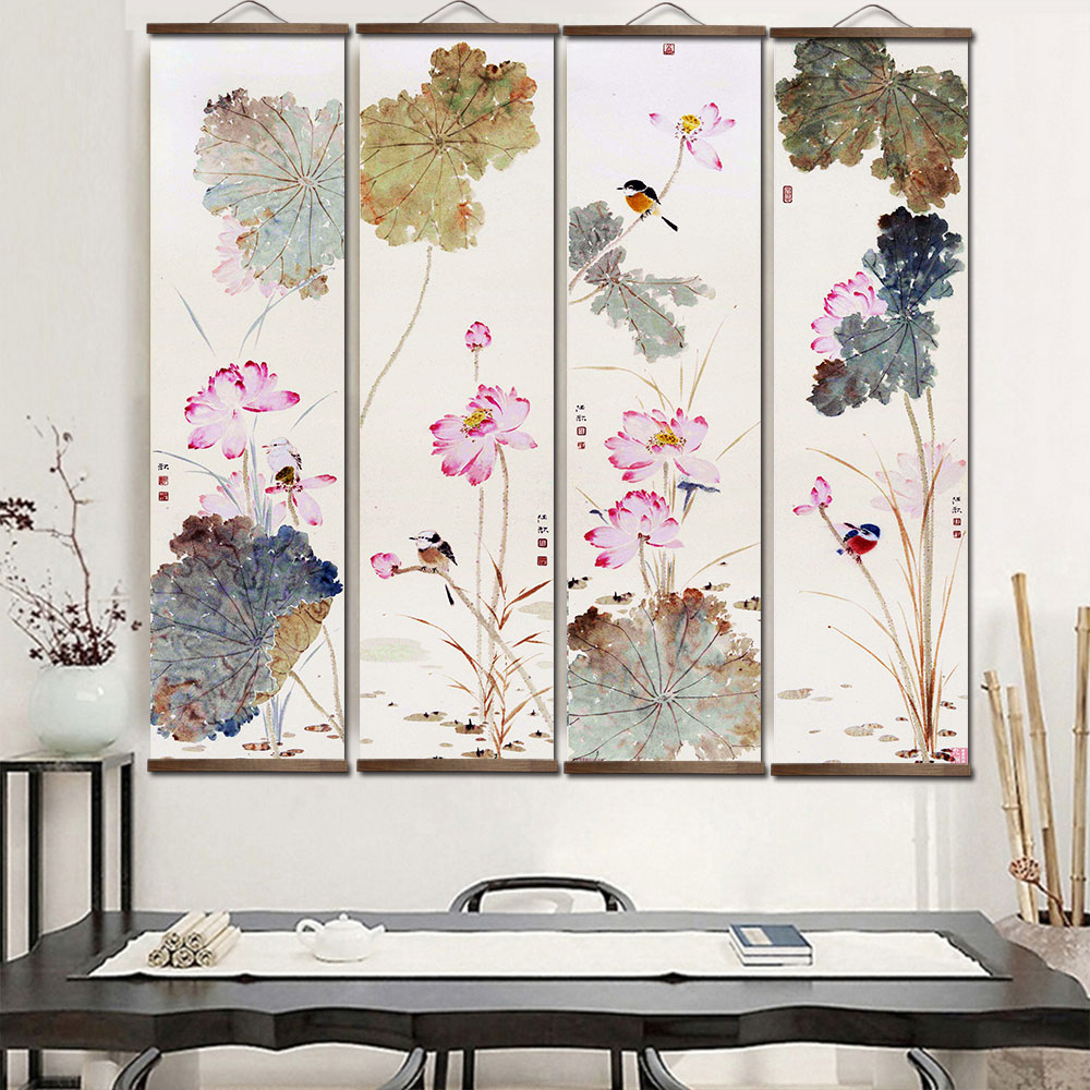 Home Decor Ikea - Chinese style lotus lotus leaf canvas