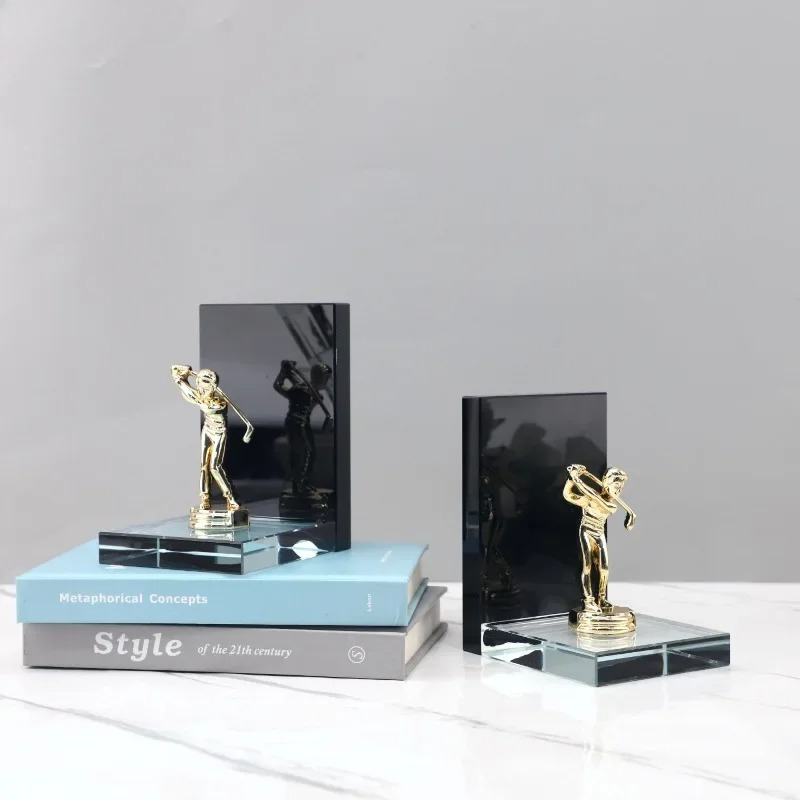 Aesthetic Bookend - Golden Golf Player Sculpture Abstract Ornaments