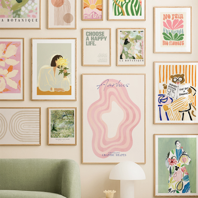 Home Decor Pt - Bear Abstract Lines Rainbow Boho Art