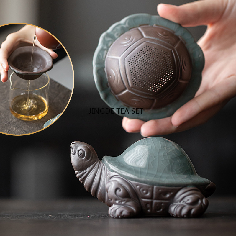 Home Decor Quirky - Ceramic Turtle Tea Set Filter Cute
