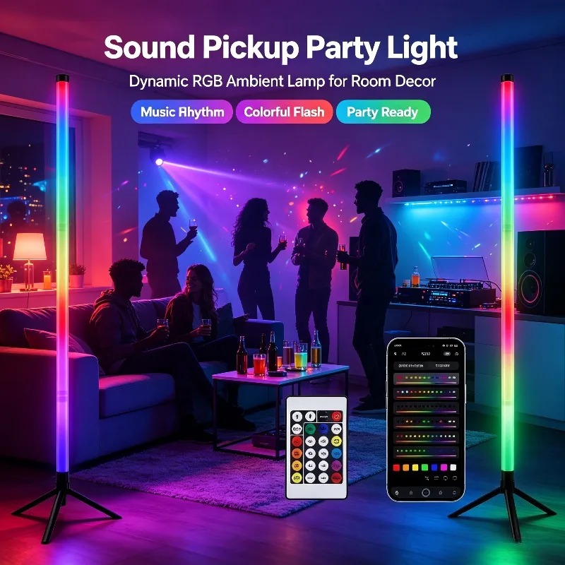 Home Decor Light - 2PCS 120CM RGB Floor Lamp, Sound