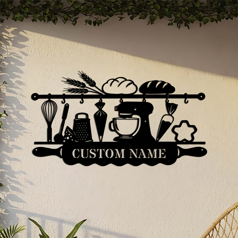 Home Decor Rustic - Personalized Kitchen Iron Wall Art, Baking