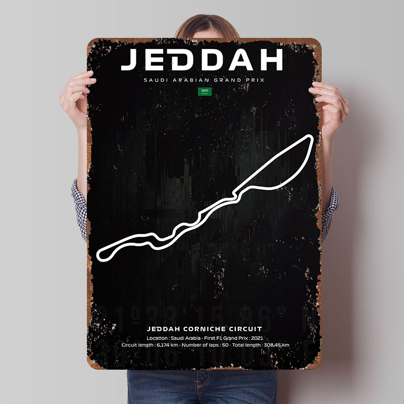 Home Decor Jeddah - Jeddah Circuit Map Poster Customized Wall