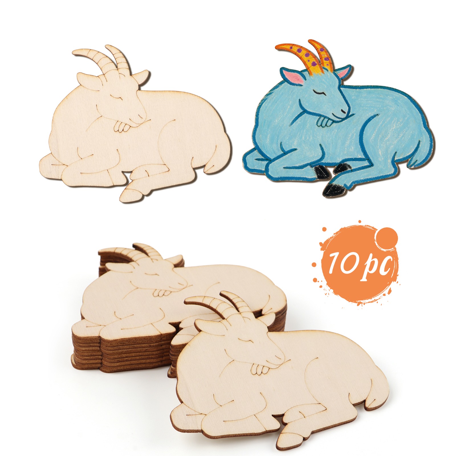 Home Decor Painting - 10pcs/set Unfinished Wood Sheep Animal Ornaments