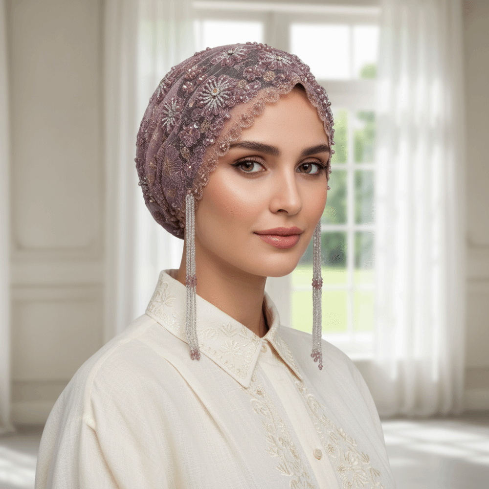 Shiny Beads Turban Hat Long Ta - Home Decor Indonesia recension och pris