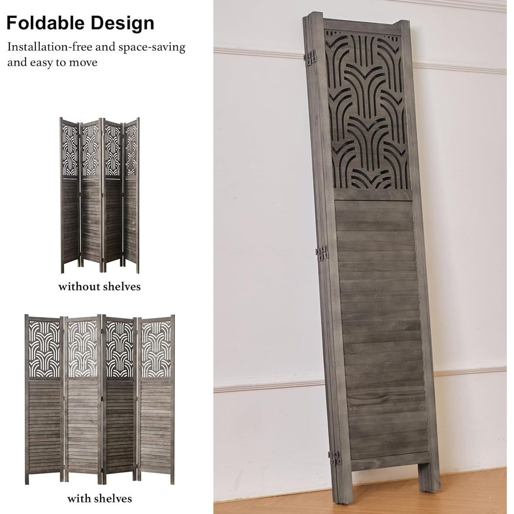 66.9 4-Panel Wooden Carved Roo - Room Divider Screen recension och pris