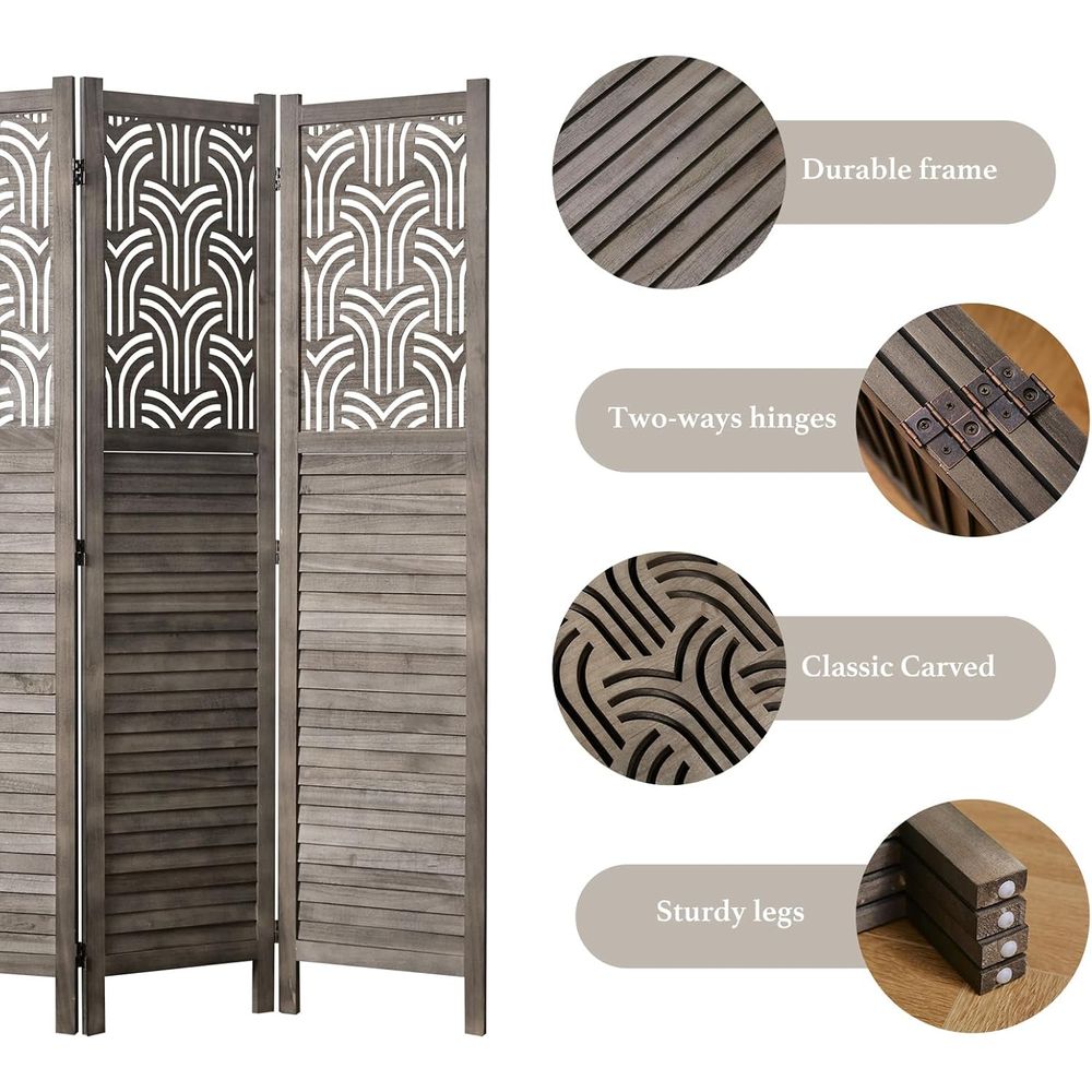 66.9 4-Panel Wooden Carved Roo - Room Divider Screen recension och pris