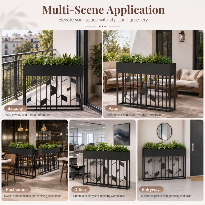 Matte Black Metal Planter Box  - Room Divider Screen recension och pris