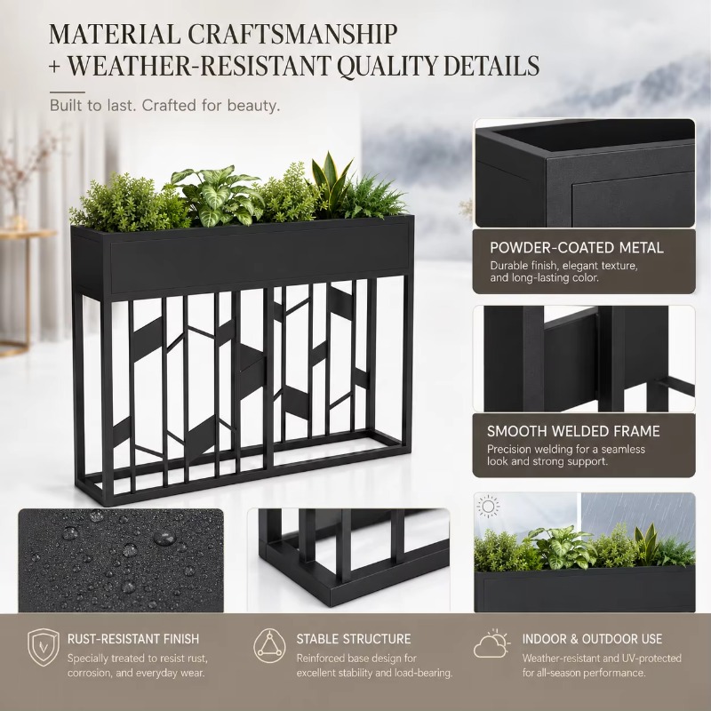 Matte Black Metal Planter Box  - Room Divider Screen recension och pris
