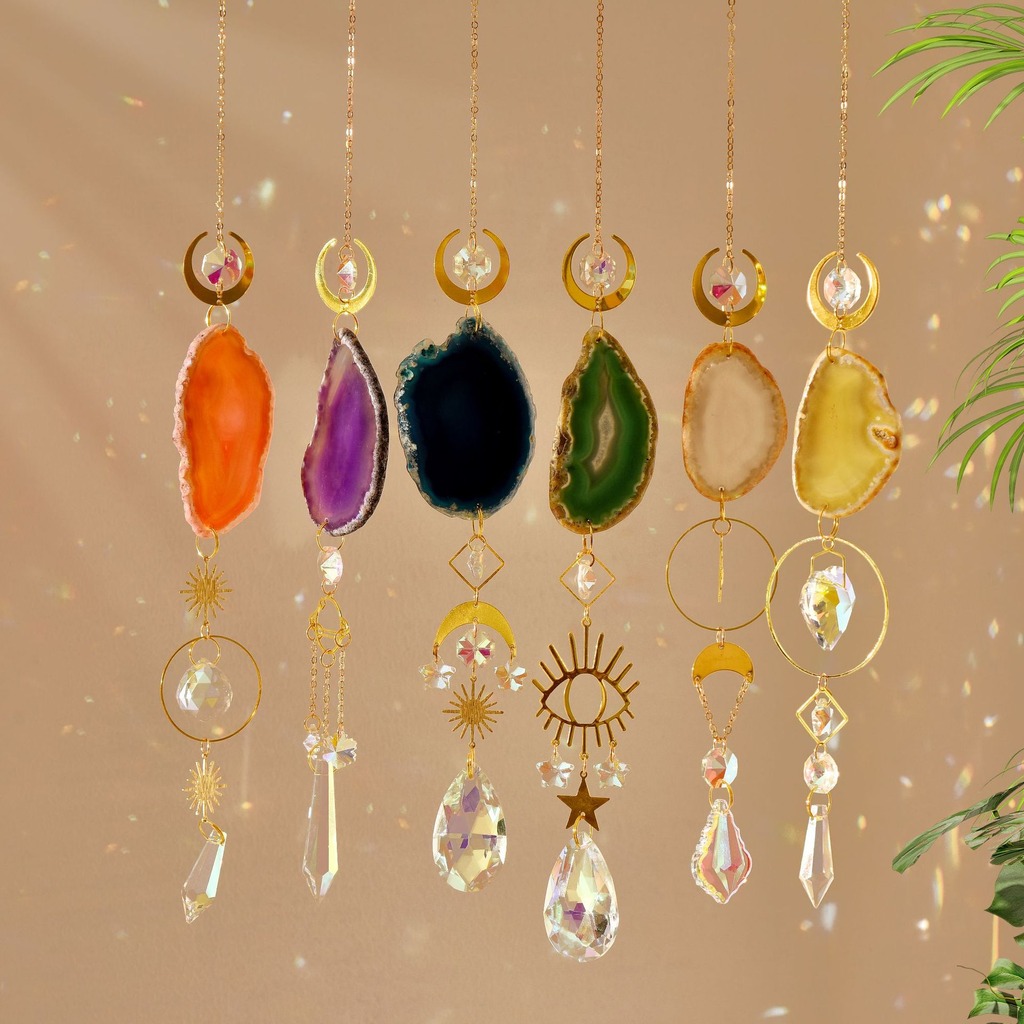 Agate Suncatcher Crystal Sun C - Boho Wind Chimes recension och pris