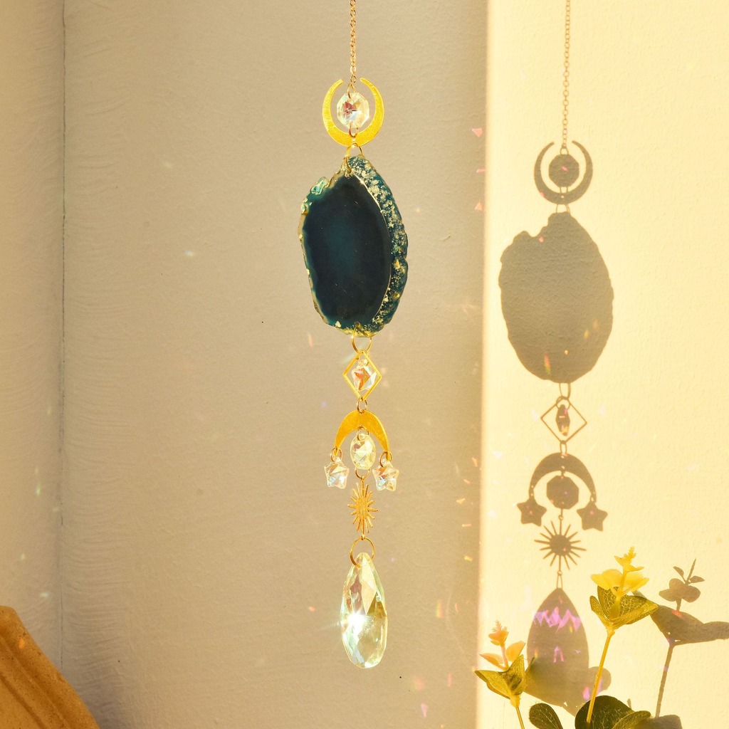Agate Suncatcher Crystal Sun C - Boho Wind Chimes recension och pris