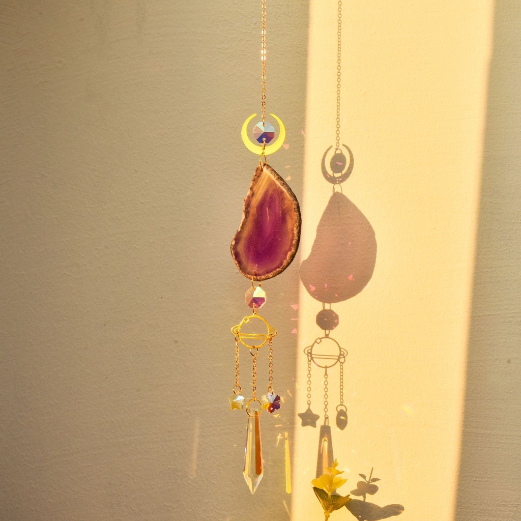 Agate Suncatcher Crystal Sun C - Boho Wind Chimes recension och pris