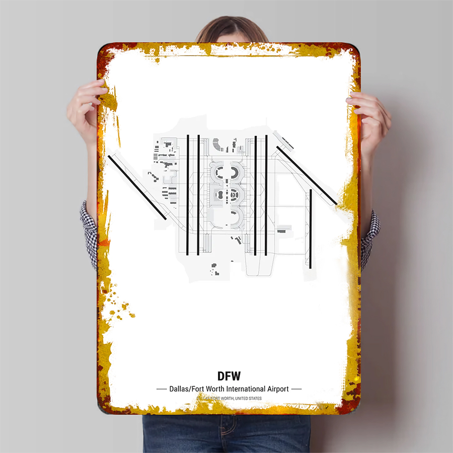 DFW Airport Map Metal Wall Art - Home Decor Dallas recension och pris