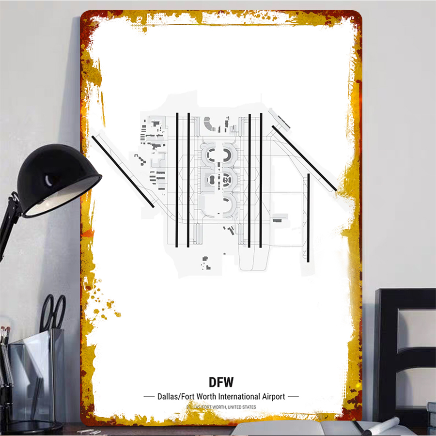 DFW Airport Map Metal Wall Art - Home Decor Dallas recension och pris