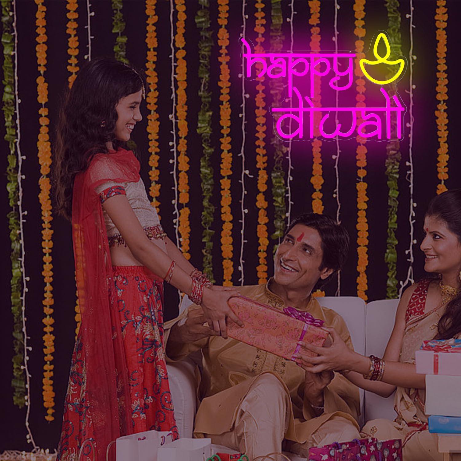 Happy Diwali Neon Sign USB Pow - Home Decor Happy recension och pris