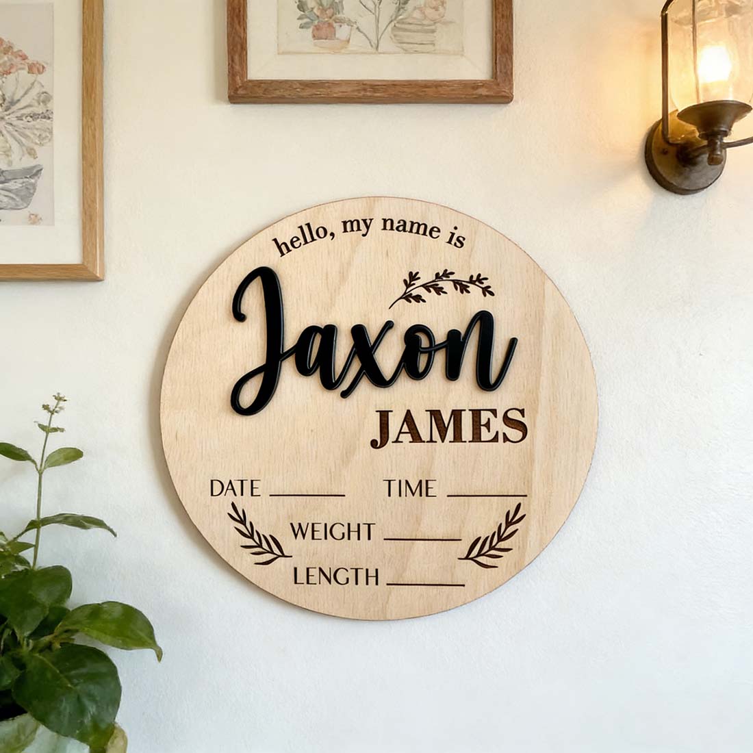 1Pc Custom Baby Announcement S - Home Decor Rustic recension och pris