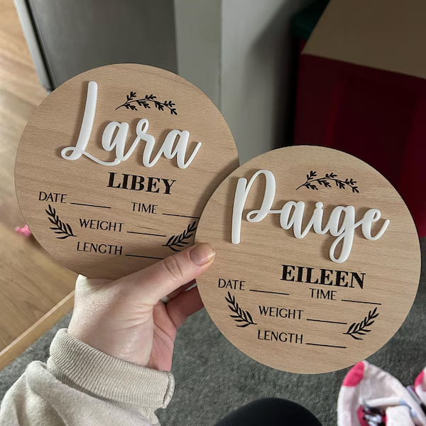 1Pc Custom Baby Announcement S - Home Decor Rustic recension och pris