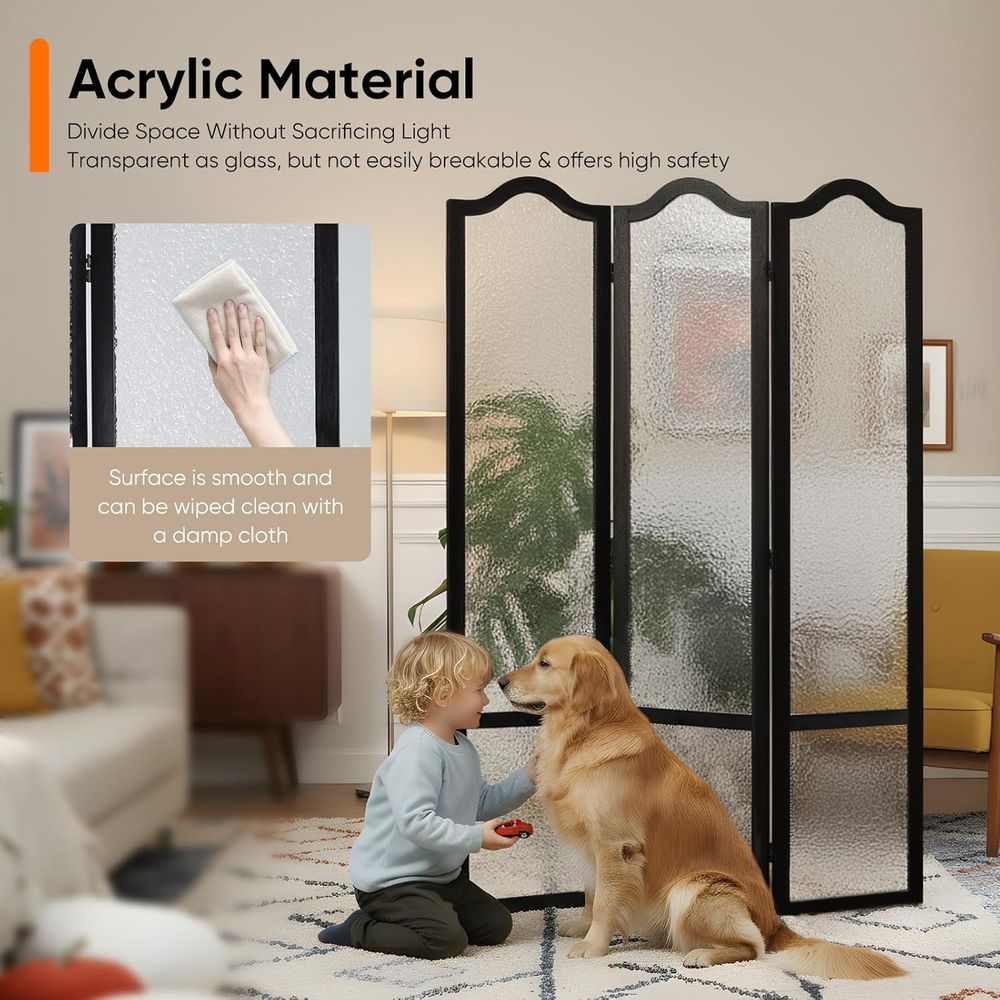 Black 3-Panel Acrylic Room Div - Room Divider Screen recension och pris