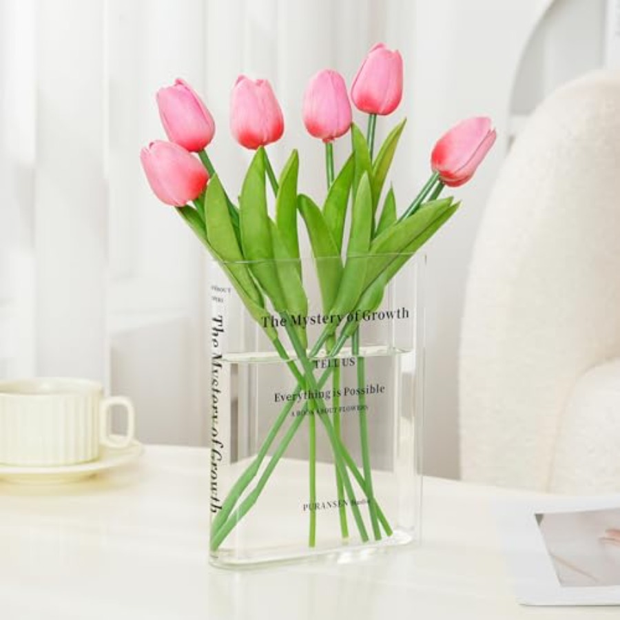 Clear Bookend Vase for Flowers - Aesthetic Bookend recension och pris