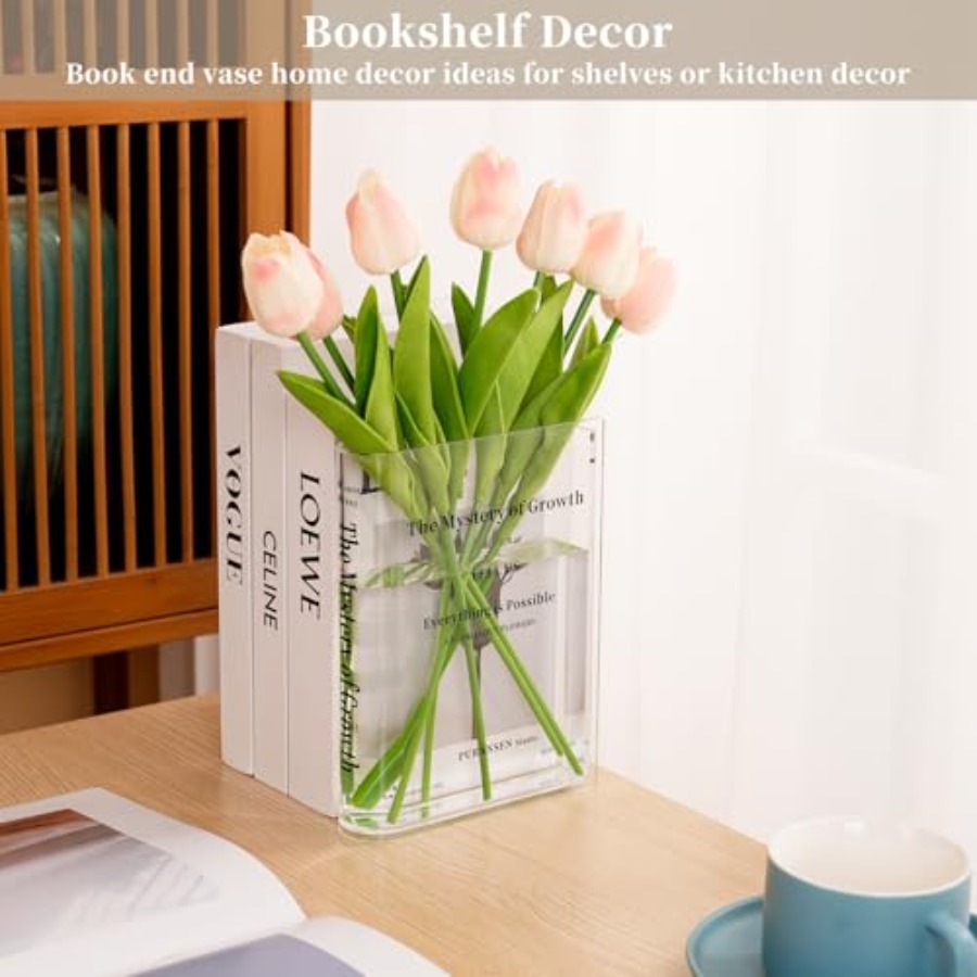 Clear Bookend Vase for Flowers - Aesthetic Bookend recension och pris