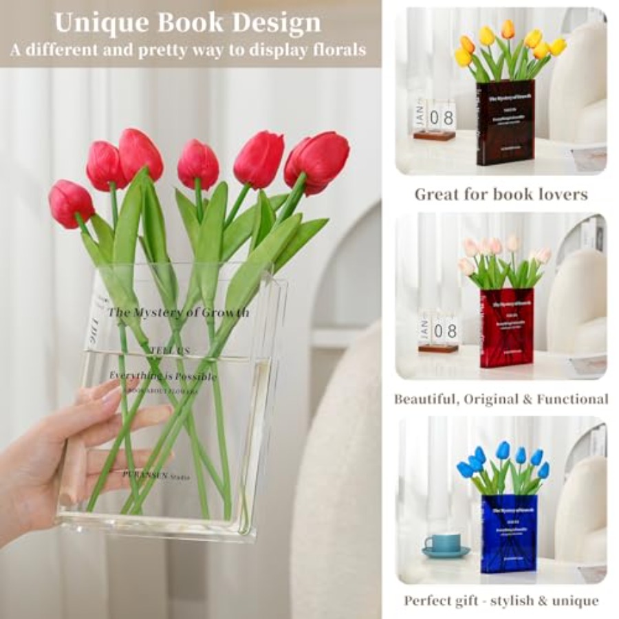 Clear Bookend Vase for Flowers - Aesthetic Bookend recension och pris