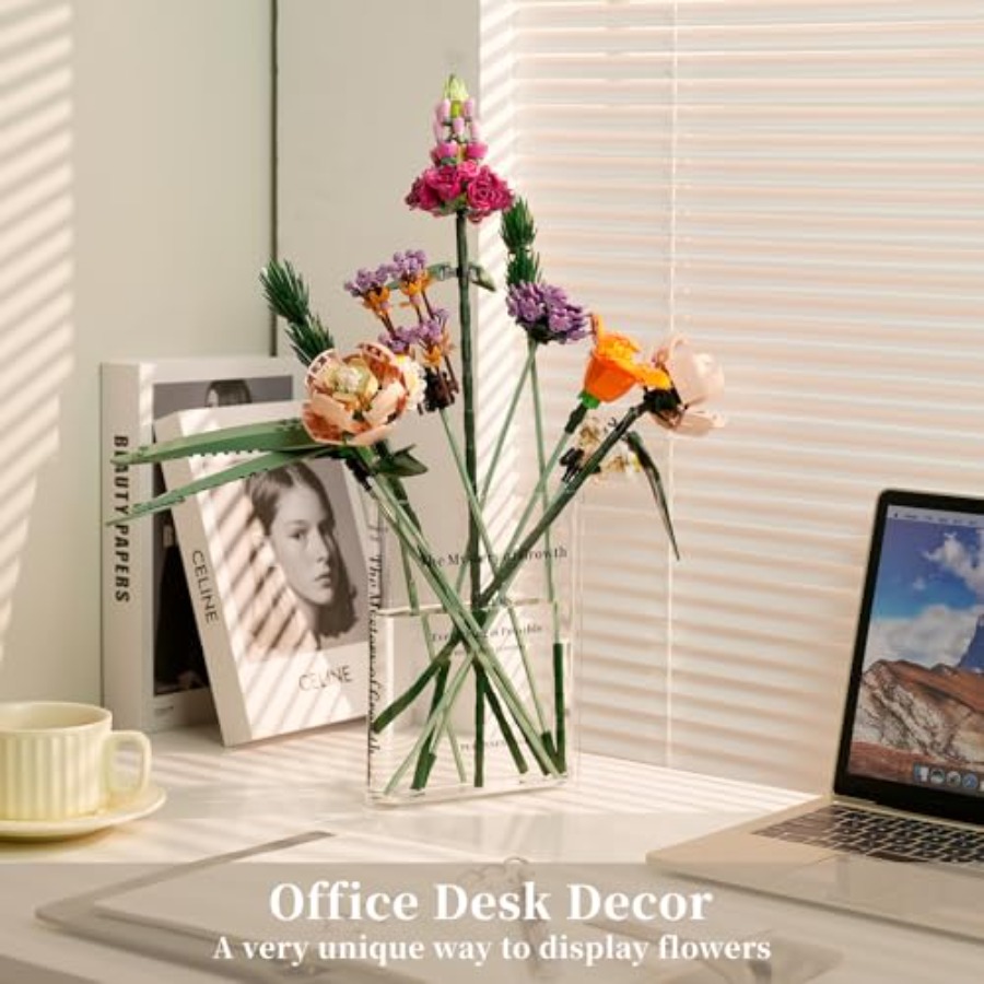 Clear Bookend Vase for Flowers - Aesthetic Bookend recension och pris