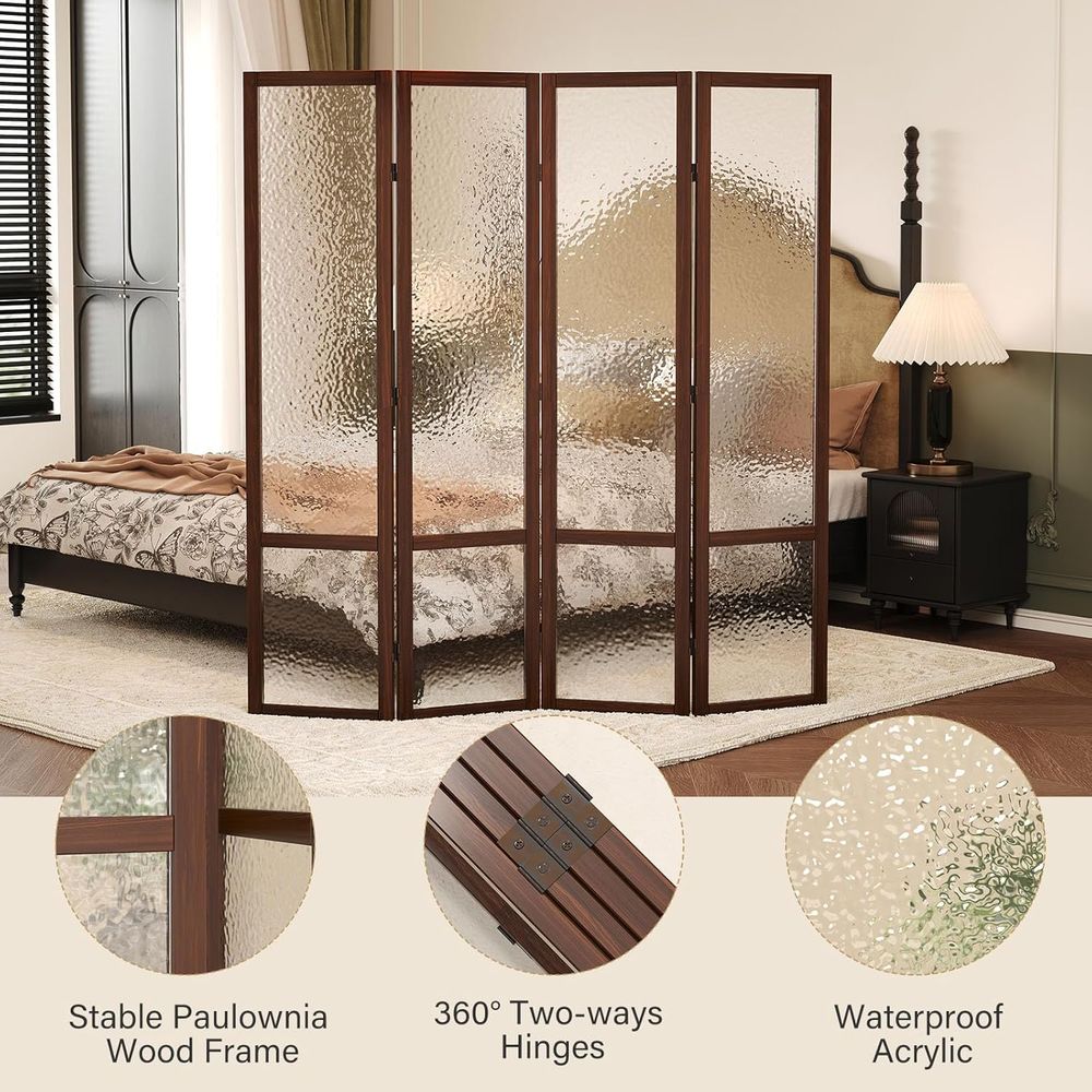 4-Panel Acrylic Folding Room D - Room Divider Screen recension och pris