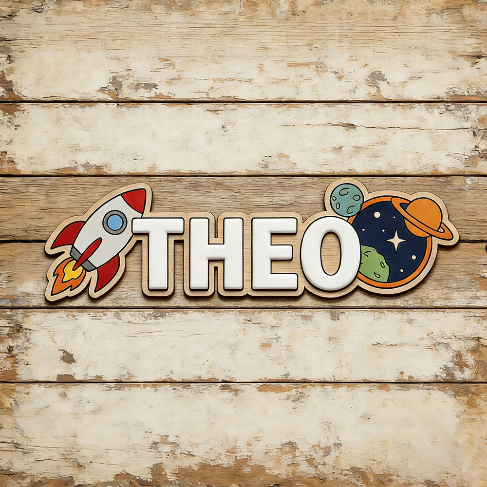 Personalized Space Rocket Name - Home Decor Rustic recension och pris