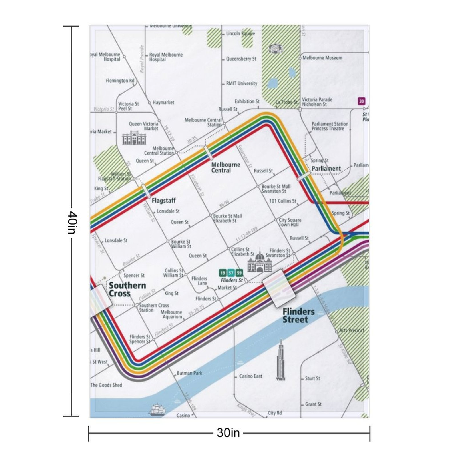 Melbourne City Rail Map Square - Home Decor Melbourne recension och pris