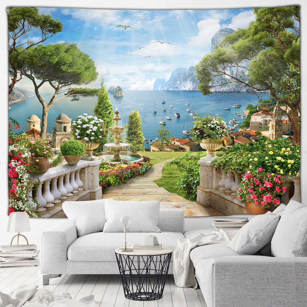 Italy Seaside Town Landscape T - Home Decor Indonesia recension och pris