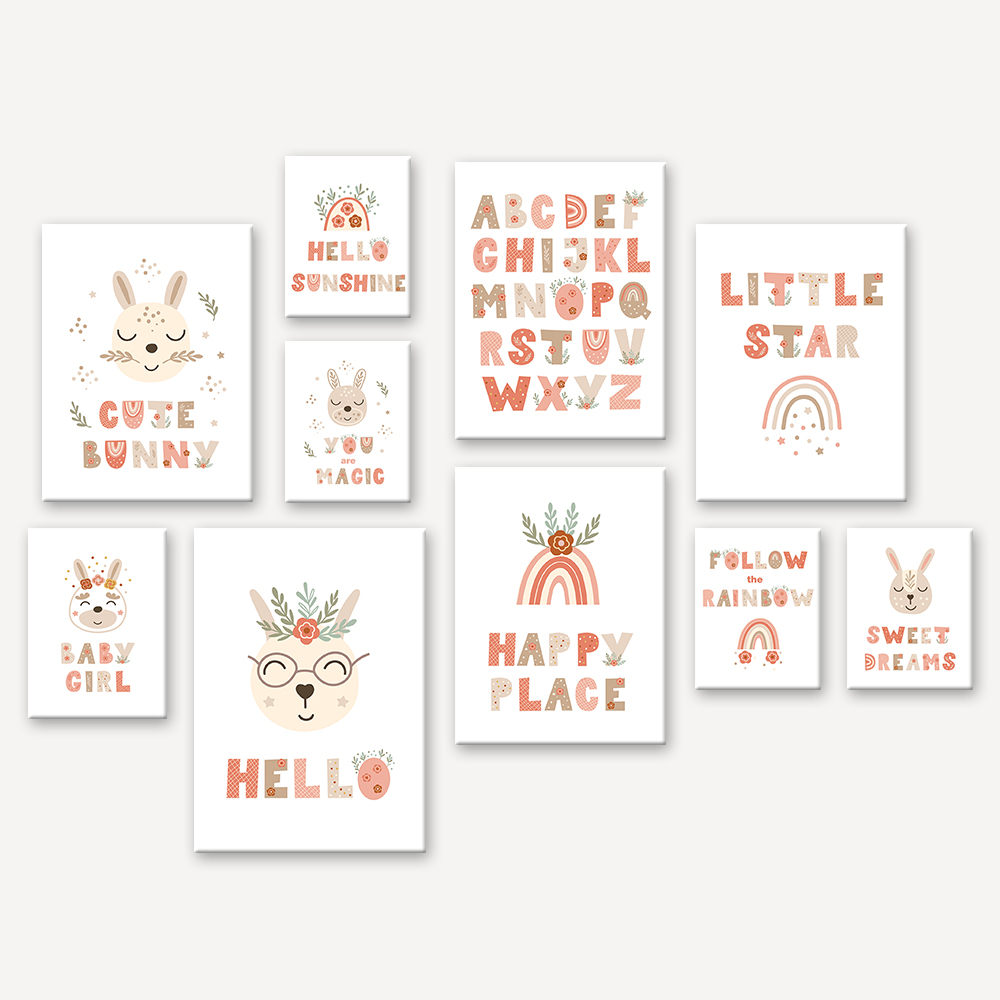 Rainbow Rabbit Alphabet Poster - Home Decor Pt recension och pris