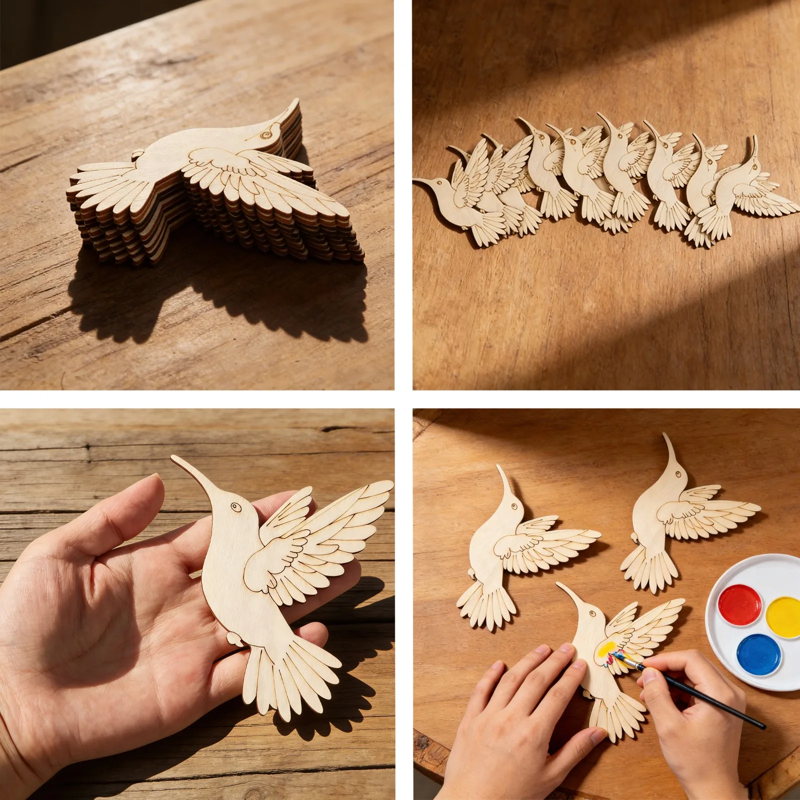 10pcs Unfinished Wood Animal B - Home Decor Painting recension och pris