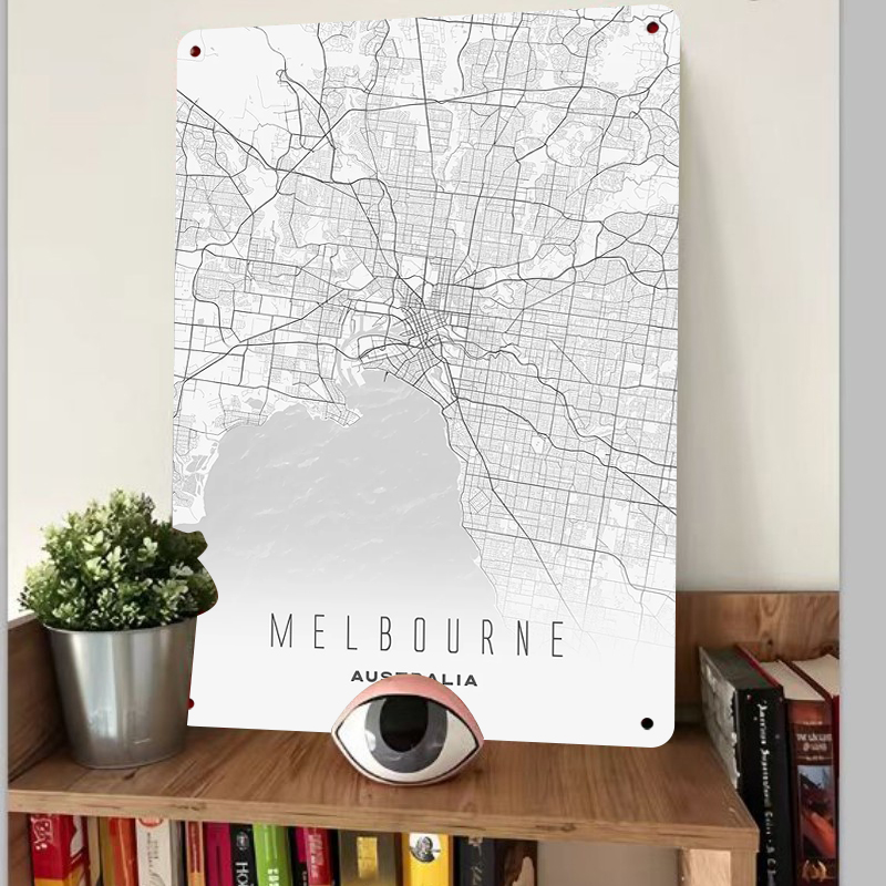 Melbourne City Map Metal Wall  - Home Decor Melbourne recension och pris