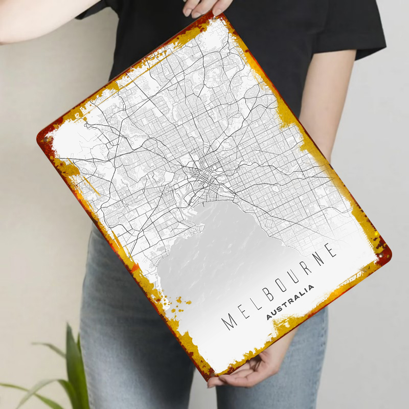 Melbourne City Map Metal Wall  - Home Decor Melbourne recension och pris