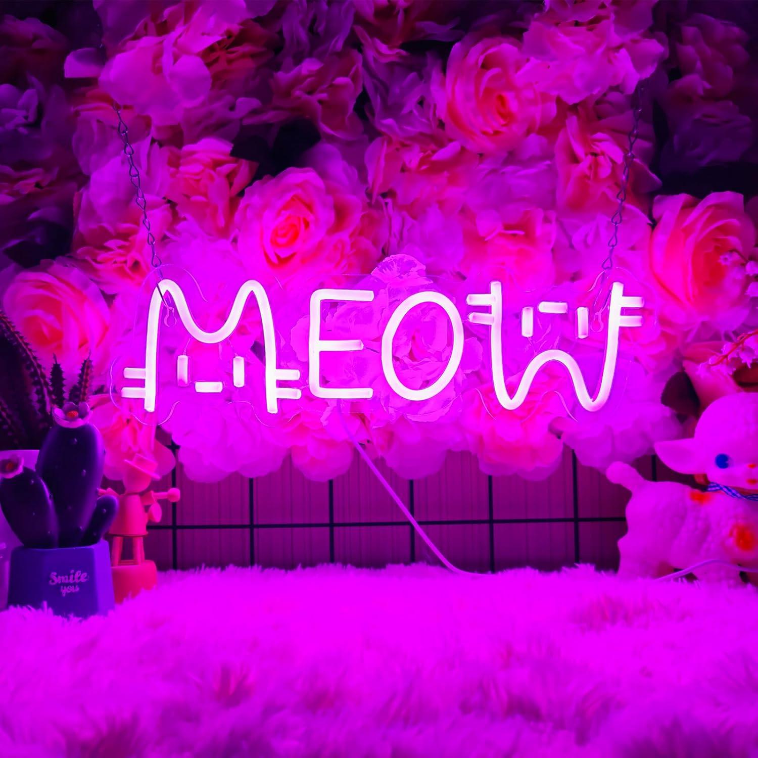 Meow Neon Sign Cat USB Powered - Home Decor Light recension och pris