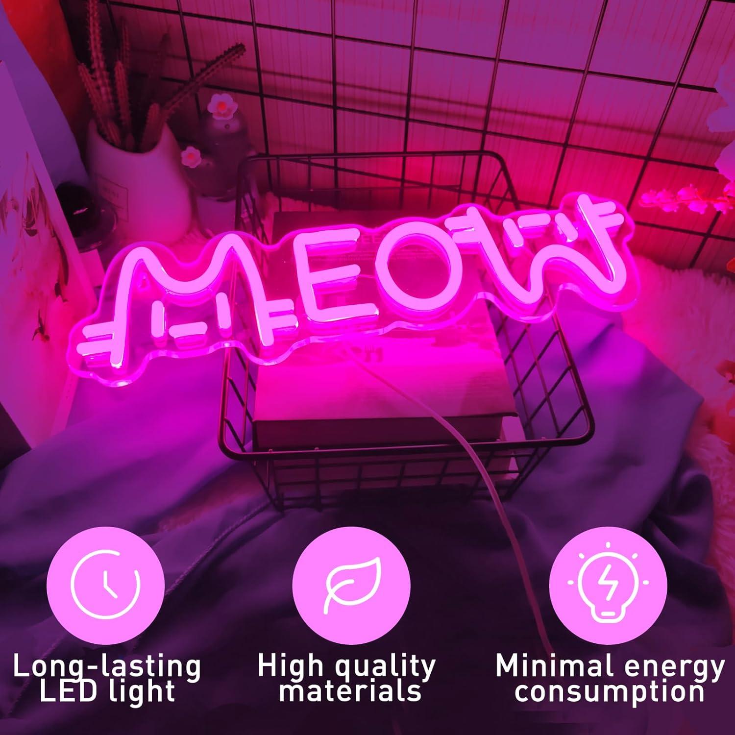 Meow Neon Sign Cat USB Powered - Home Decor Light recension och pris