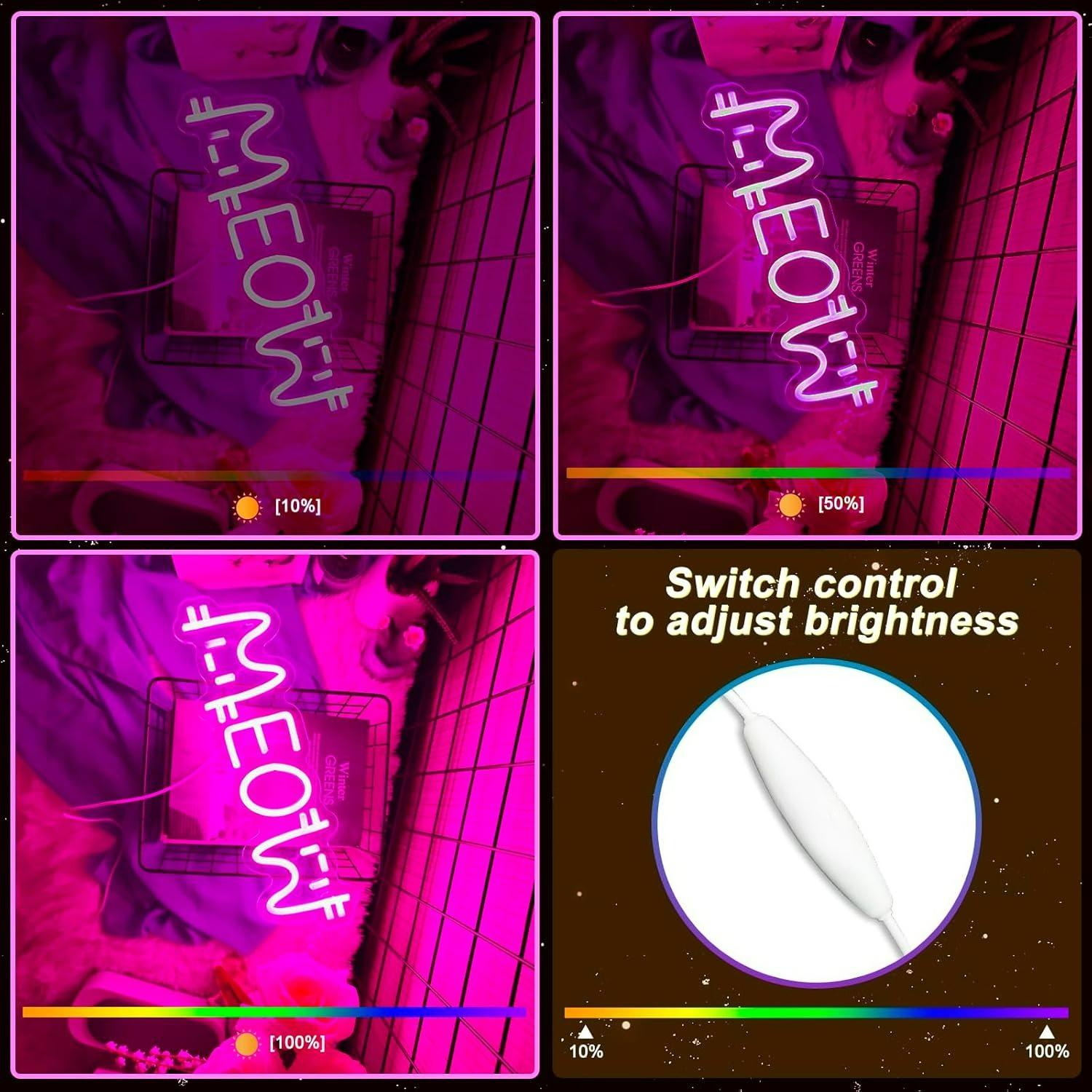 Meow Neon Sign Cat USB Powered - Home Decor Light recension och pris
