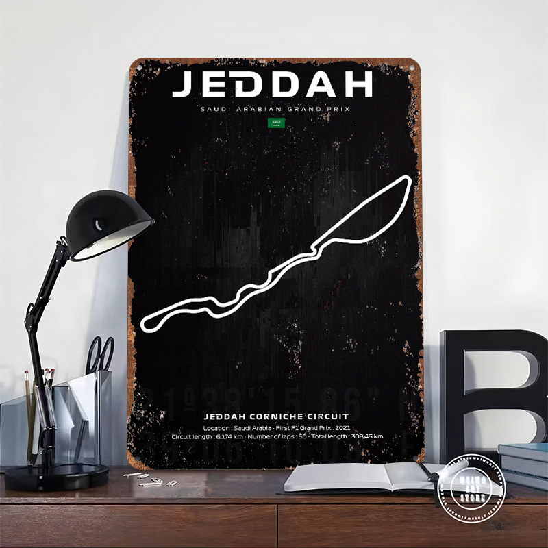 Jeddah Circuit Map Poster Cust - Home Decor Jeddah recension och pris