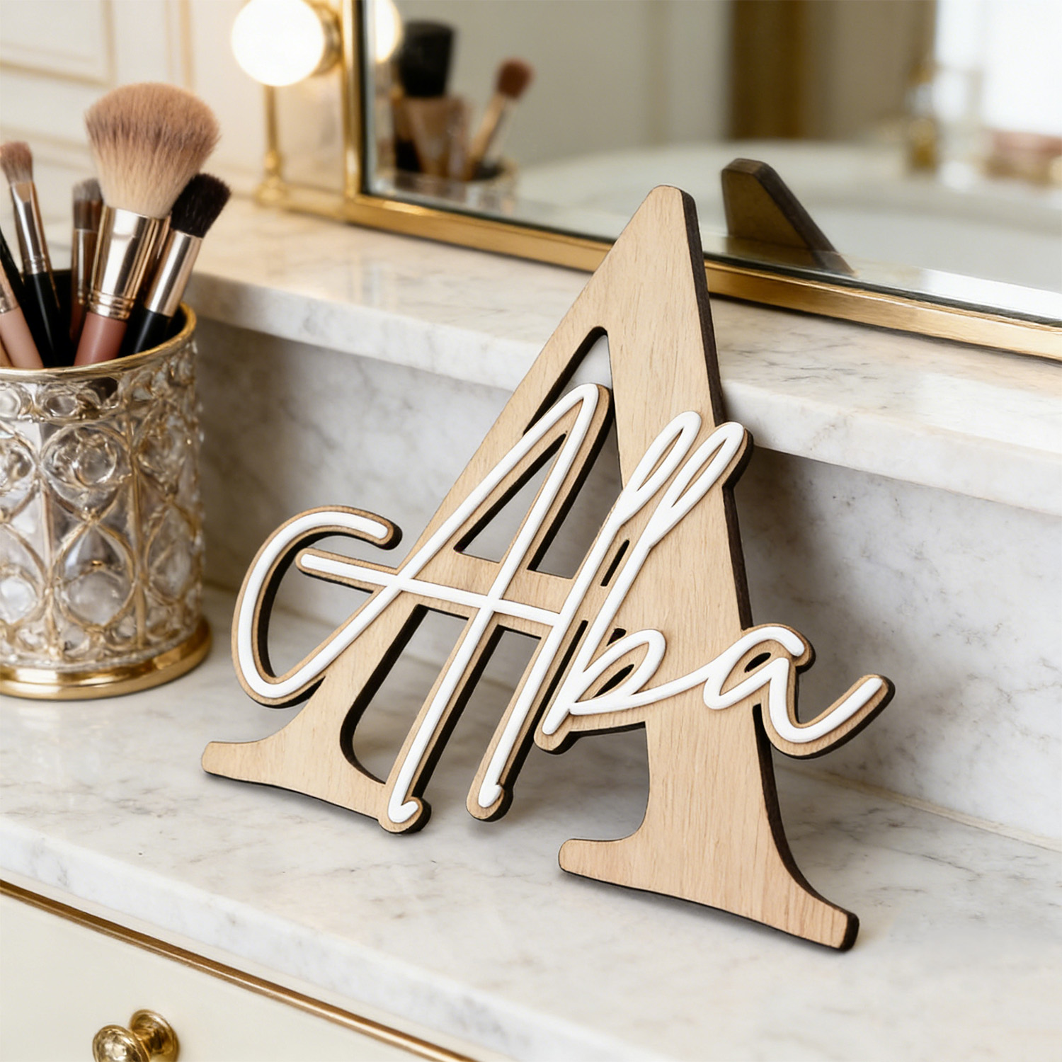 1pc Double-layer Wooden Name D - Home Decor Happy recension och pris