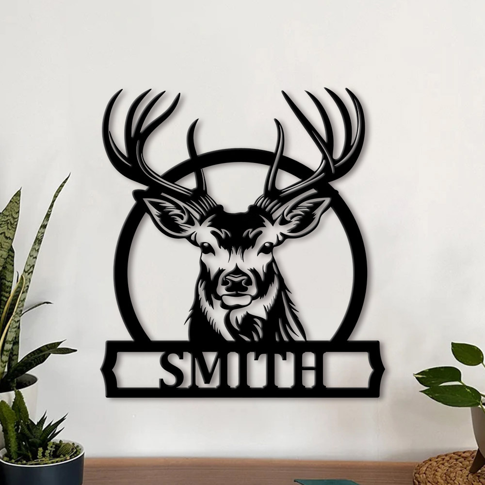 Personalized Deer Family Name  - Home Decor Rustic recension och pris
